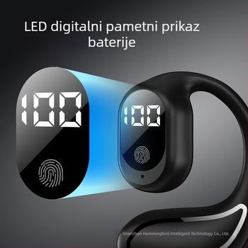 Bežične Bluetooth slušalice s redukcijom buke, dugi vijek baterije preko 8 sati, digitalni zaslon, Bluetooth 5.3, dizajn za držanje na uhu za auto i sport
