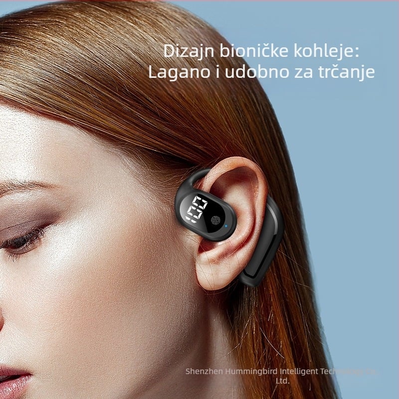 Bežične Bluetooth slušalice s redukcijom buke, dugi vijek baterije preko 8 sati, digitalni zaslon, Bluetooth 5.3, dizajn za držanje na uhu za auto i sport