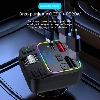 P18 automobilski Bluetooth MP3 prijemnik s hands-free pozivima, FM transmiter, QC3.0 + PD20W dvostruko brzo punjenje, USB reprodukcija