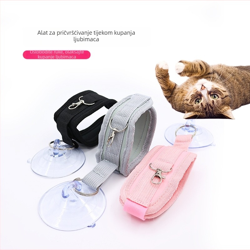 Držač za kupanje mačaka sa usisnom čašom – za kupanje, češljanje i rezanje noktiju; kutija 200 kom