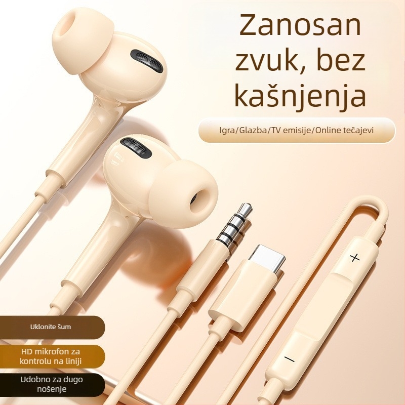 Žične In-Ear slušalice s Type-C priključkom za igrice, kompatibilne s Huawei, Oppo, Vivo i Honor