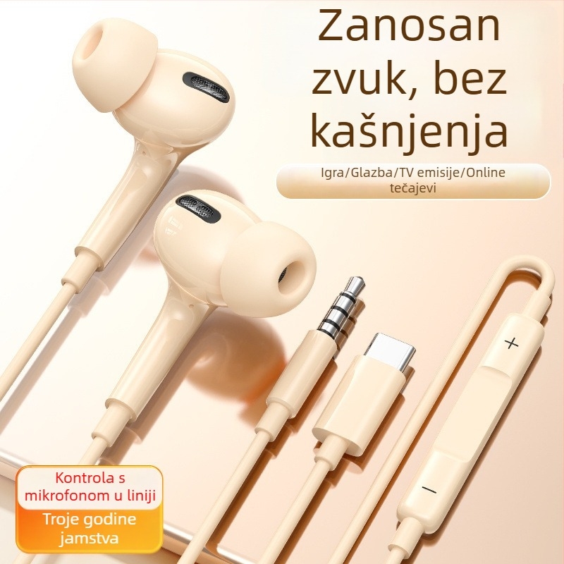 Žične In-Ear slušalice s Type-C priključkom za igrice, kompatibilne s Huawei, Oppo, Vivo i Honor