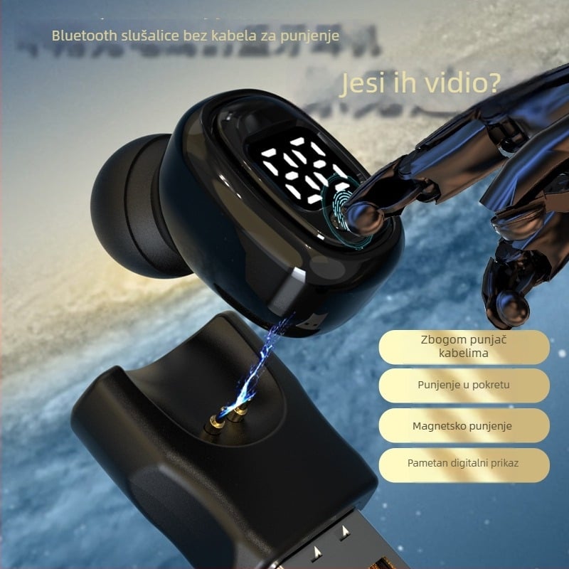 Automobilske Bluetooth slušalice, uho, Bežično punjenje, Neovisno smanjenje buka, Privatni model (IPX6, 4-8 sati trajanja baterije, Bluetooth 5.5)