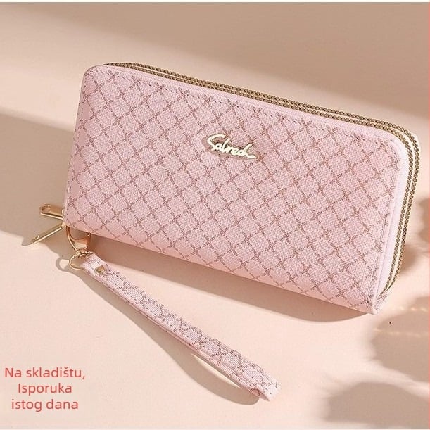 Ženski novčanik-klatch s velikim kapacitetom, PU materijal, prugasti uzorak, PU podstava, vodootporan, otporan na habanje