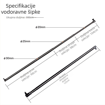 Teleskopska pozadinska križna šipka, aluminijska legura, jedna šipka