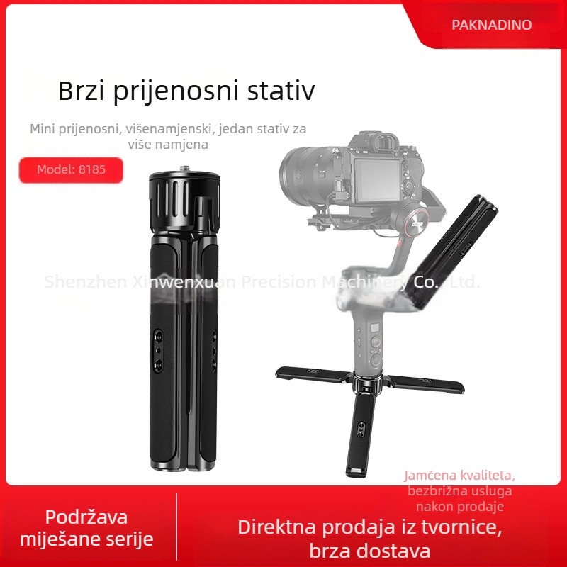 Stolni aluminijski tripod za stabilizator DJI Zhiyun, trokutasta baza, DSLR oprema, model 8185, 1 segment, bez ploče brzog otpuštanja