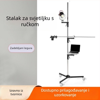 Stalak za rasvjetu od nehrđajućeg čelika sa držalom za telefon i nadogradnim trostrukim tripodom, 3 dijela, promjer cijevi 35 mm, težina 10 kg, sklopljena visina 73 cm