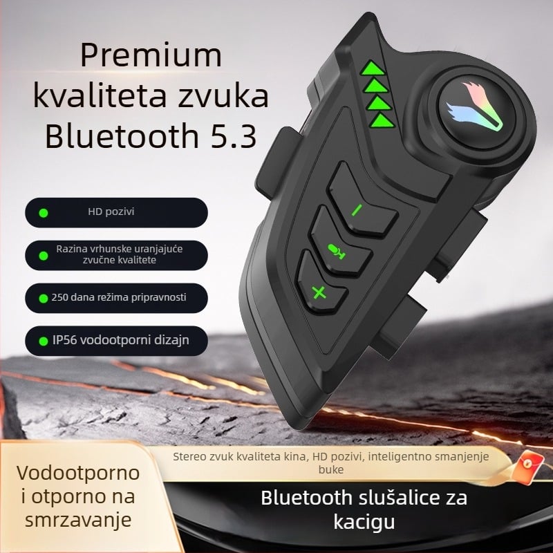 Motorska Bluetooth slušalica za kacigu — Inteligentno smanjenje buke, Vodootporno, Dvostruko stereo, Bluetooth 5.4, Trajanje baterije 4–8 h