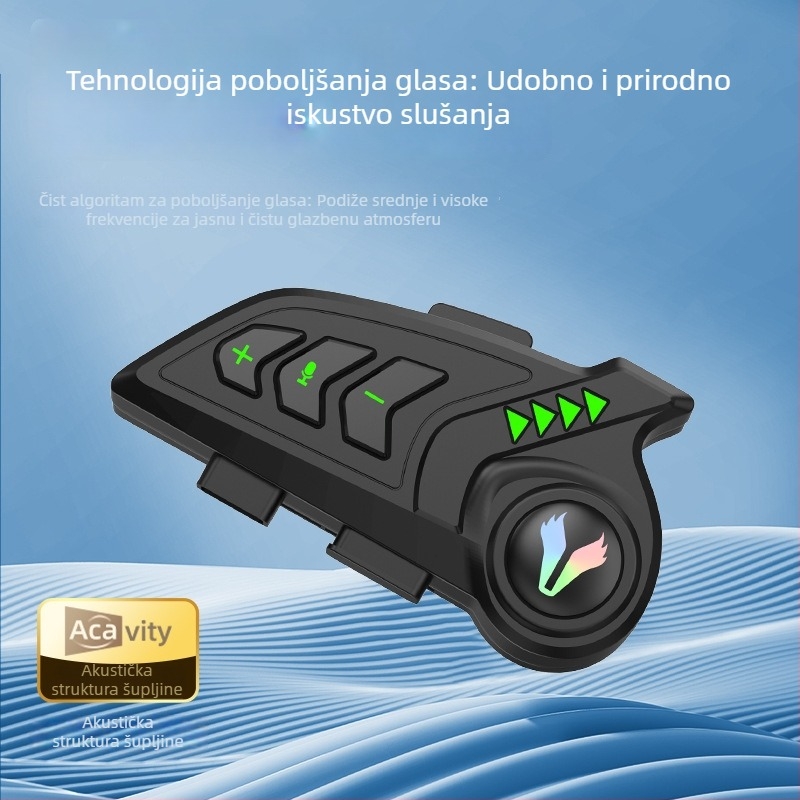 Motorska Bluetooth slušalica za kacigu — Inteligentno smanjenje buke, Vodootporno, Dvostruko stereo, Bluetooth 5.4, Trajanje baterije 4–8 h