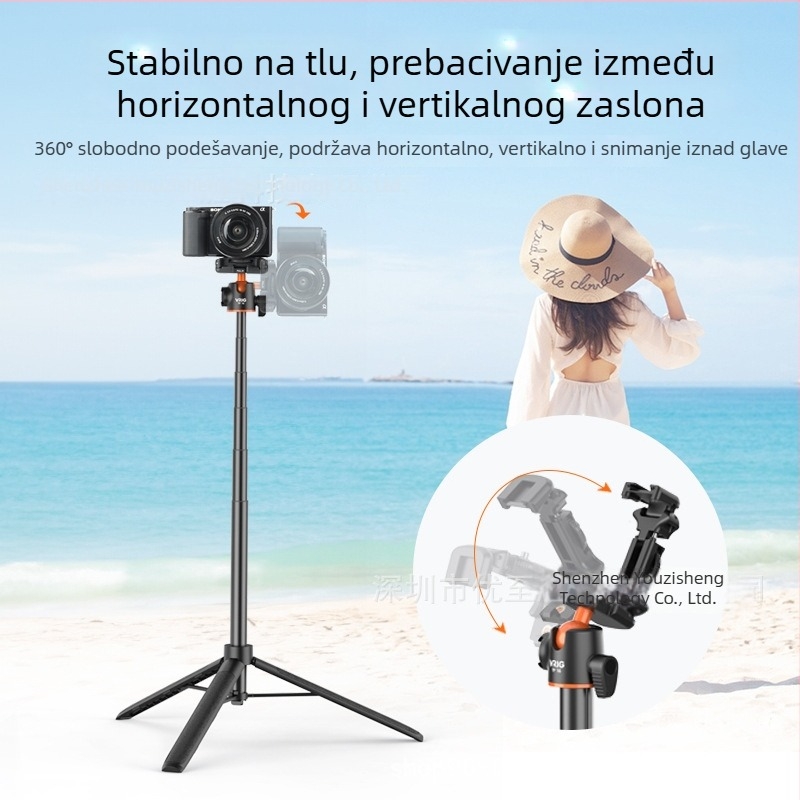 VRIG TP-16 Stativ za kameru s PTZ trodimenzionalnom glavom, aluminijska legura, 5 sekcija, nosivost do 2 kg