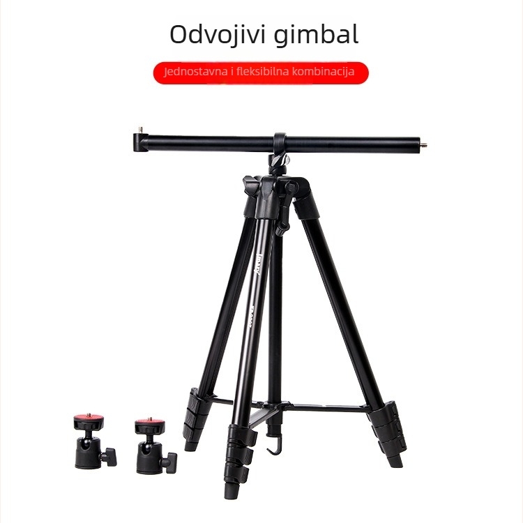 KP-2207 stativ za mobitel, 3D PTZ, aluminijska legura, 4 čvora, ploča brzog otpuštanja, nosivost 2 kg