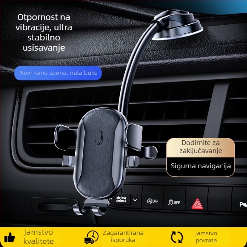 Držač za telefon za središnju konzolu automobila s usisnom čašicom, fleksibilnim crijevom i rotirajućim spojem — Double Chi; za navigaciju tijekom vožnje i hands-free pozive; prilagodljiv