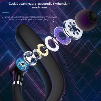 Bežične Bluetooth slušalice s kuka za uho — sportski TWS, verzija 5.1, domet 10 m, trajanje >8 sati, jednostrano korištenje