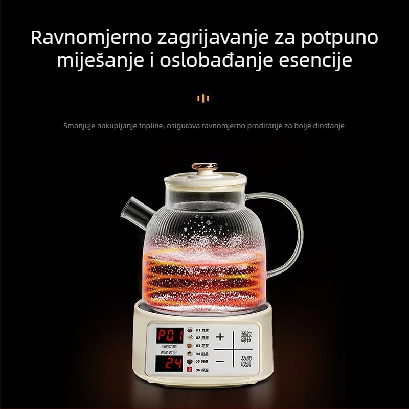 Hy-01 čajnik za zdravlje, staklena konstrukcija od borosilikata, konstantna temperatura, odvojivi gornji poklopac, 1,5–2 l, 220 V, 400–500 W, za 4–5 porcija