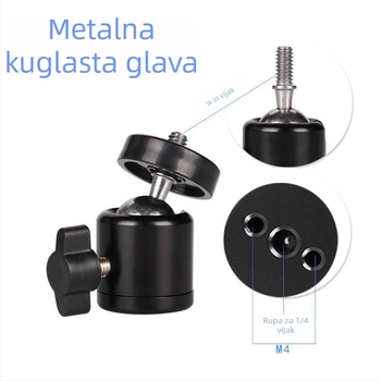 ULANZI DSLR stativ s prstenastom lampom i 360° kuglastom glavom, metalna konstrukcija, težina 75 g