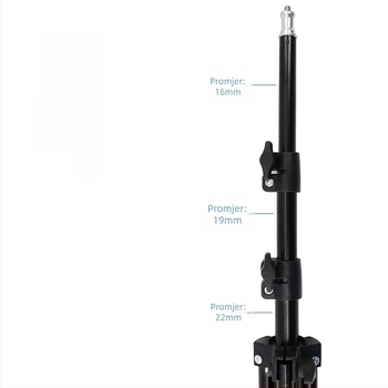 Željezni stativ za prijenos uživo, nosivost 2,5 kg, promjeri cijevi 0,16/0,19/0,22 mm, 3 sekcije