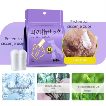 KOJIMA Vlažne maramice za prste za njegu očiju, ušiju i zuba mačaka — 48 komada