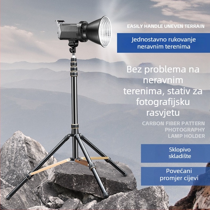 LS325 Aluminijski fotografijski nosač/tripod, nosivost 6 kg, visina 2660 mm, promjer cijevi 32 mm, 5 sekcija