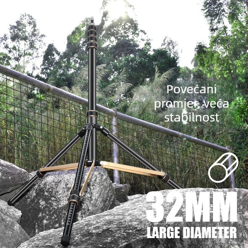 LS325 Aluminijski fotografijski nosač/tripod, nosivost 6 kg, visina 2660 mm, promjer cijevi 32 mm, 5 sekcija