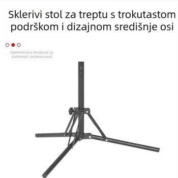 Stalak za rasvjetu s teleskopskom konstrukcijom, od željeznih cijevi i plastike; 4 sekcije; nosivost 5 kg; promjer cijevi 16/19/22/25 mm; marka Yutian