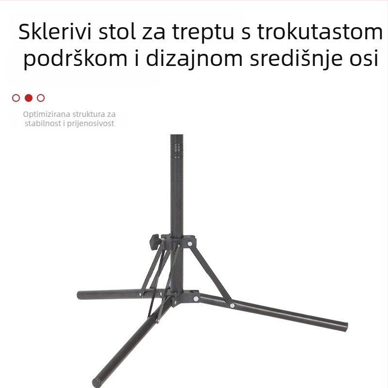 Stalak za rasvjetu s teleskopskom konstrukcijom, od željeznih cijevi i plastike; 4 sekcije; nosivost 5 kg; promjer cijevi 16/19/22/25 mm; marka Yutian