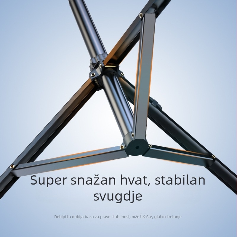 Podni stativ za telefon i kameru, prijenosno vanjsko fotografiranje, radna visina 1,8 m, promjer cijevi 25 mm, 5 sekcija, aluminij/ABS, nosivost 2–4 kg