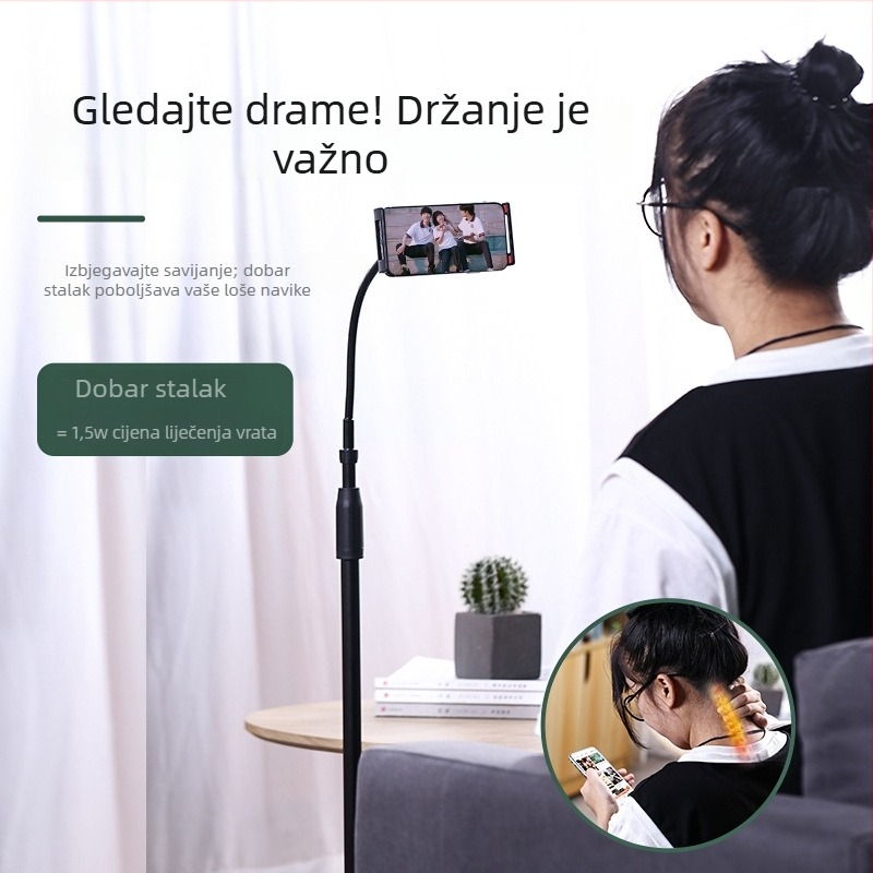 Podni trokutasti stalak za telefon i tablet, za nadgledanje iznad, 360° široki kut (nosivost do 2 kg; težina 0,99 kg)