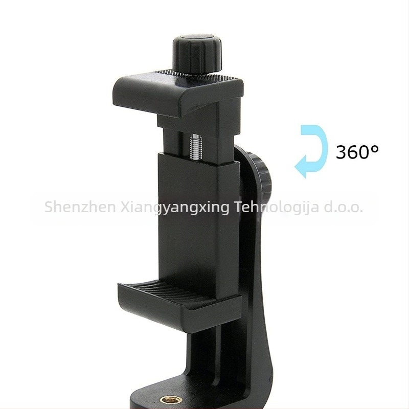 Držač za telefon s klipom i stativom s 360° vertikalnom rotacijom, PTZ adapter, držač za selfie; plastična konstrukcija; nosivost 3 kg; predstavljen 2019