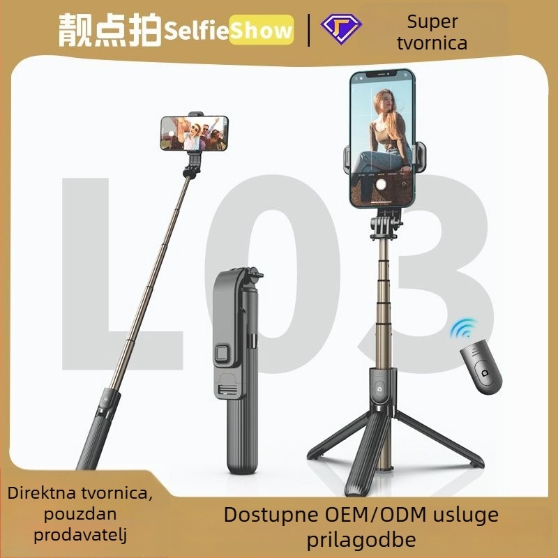 Bluetooth selfie štap s integriranim mini postoljem i tripodom, ABS plast, univerzalna GoPro kompatibilnost, uključuje daljinski upravljač