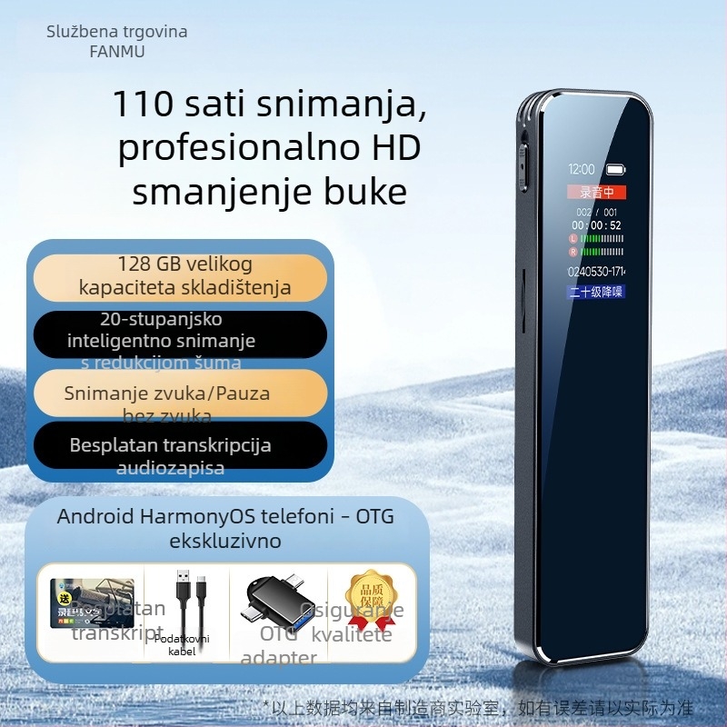 Fanmu L12 Snimačko pero - Profesionalno HD smanjenje buke, prenosno uređaj za transkripciju s velikim kapacitetom