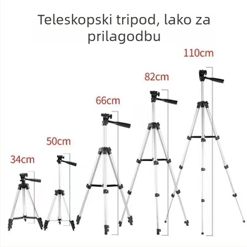 Stativ za telefon za prijenos uživo s 3D PTZ, četiri sekcije, aluminijska legura, nosivost 2–5 kg