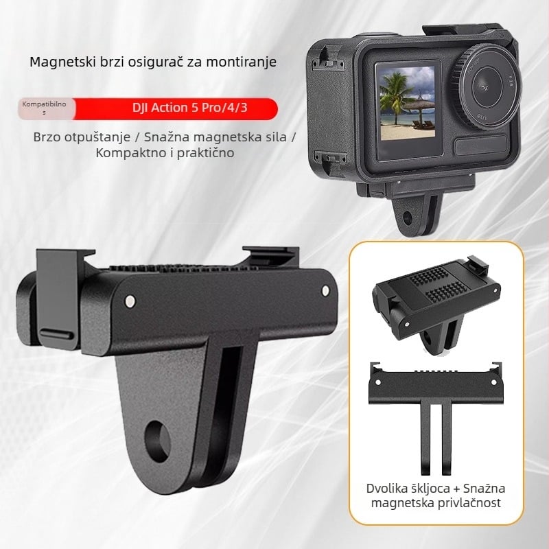 Magnetski bazni adapter za brzi otpuštanje za Action4/5Pro kamere; Materijal: ABS+aluminijska legura; Težina 14 g