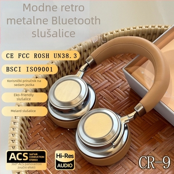 Bežični Bluetooth headset s Bluetooth 5.0, domet 10 m, trajanje baterije više od 8 sati, tijelo od aluminijske legure, IPX6 vodootpornost