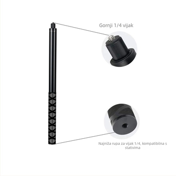 Teleskopska šipka za selfie za akcijske kamere – aluminijska legura; model QJ001; kompatibilno s 360insta, DJI Action, GoPro9/10/11; okretna drška za snimanje; moguć ispis loga