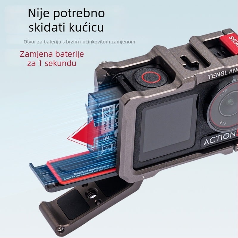 TENGLANG TL-A1 Metalni zaštitni okvir za DJI Osmo Action 5 Pro/4/3 – aluminijska legura, nehrđajući čelik i silikon