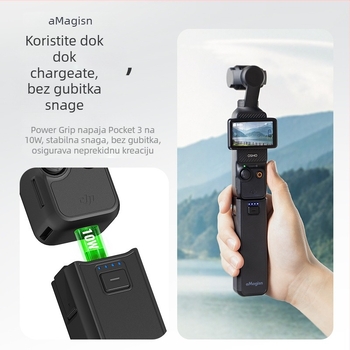 Punjač drške za DJI Osmo Pocket 3, kompatibilan s Pocket 3, uključuje kabel za podatke