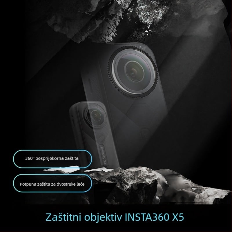 Insta360 X5/X4/X3 Shadow Stone zaštitni poklopac leće, kaljeno staklo, optički PC materijal, model ISX4-BHJ-BL, prilagodljiv logo