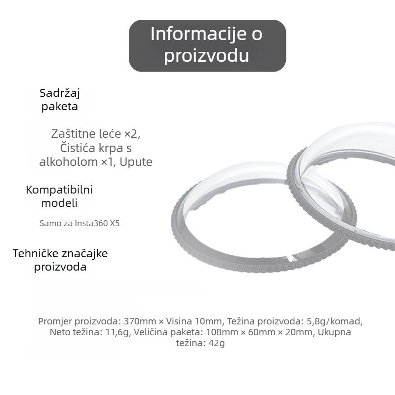 Insta360 X5/X4/X3 Shadow Stone zaštitni poklopac leće, kaljeno staklo, optički PC materijal, model ISX4-BHJ-BL, prilagodljiv logo