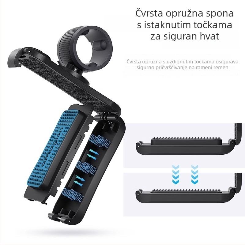 Amagisn Držač za selfie štap — Brzo otpuštanje, ABS + silikonski gel, kompatibilan s Insta360, DJI, GoPro; Uključuje gumene prstene