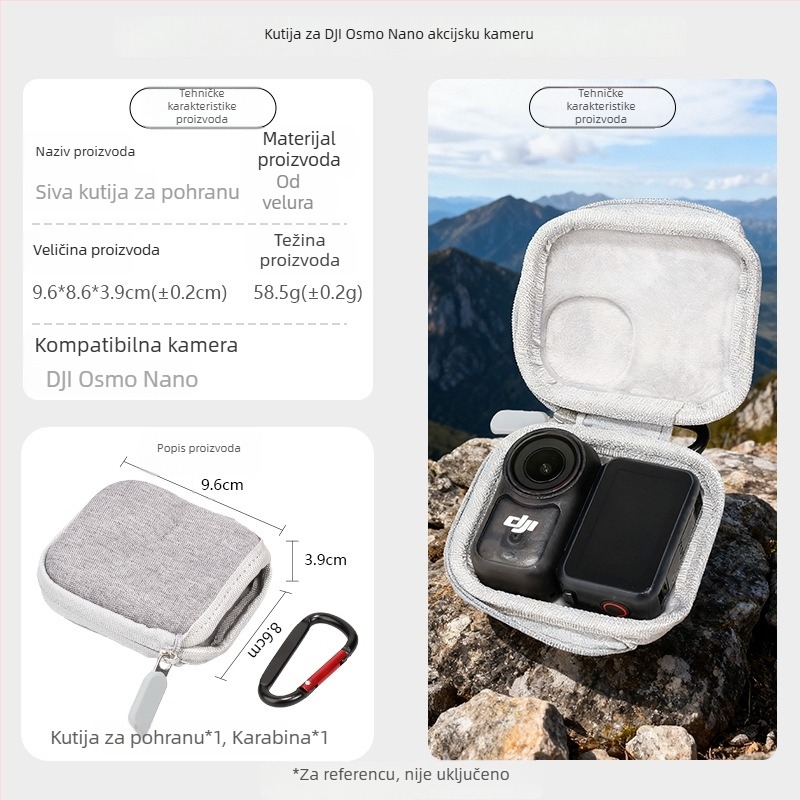 Torba za pohranu DJI Nano – EVA+ koža, za vanjsku upotrebu, kompatibilna s univerzalnim akcijskim kamerama, kapacitet za DJI Nano, 58,5 g