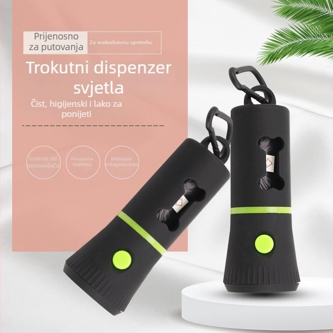 Dispenzer vrećica za izmet kućnih ljubimaca, u obliku kosti, ABS materijal, prijenosan, s LED svjetlom