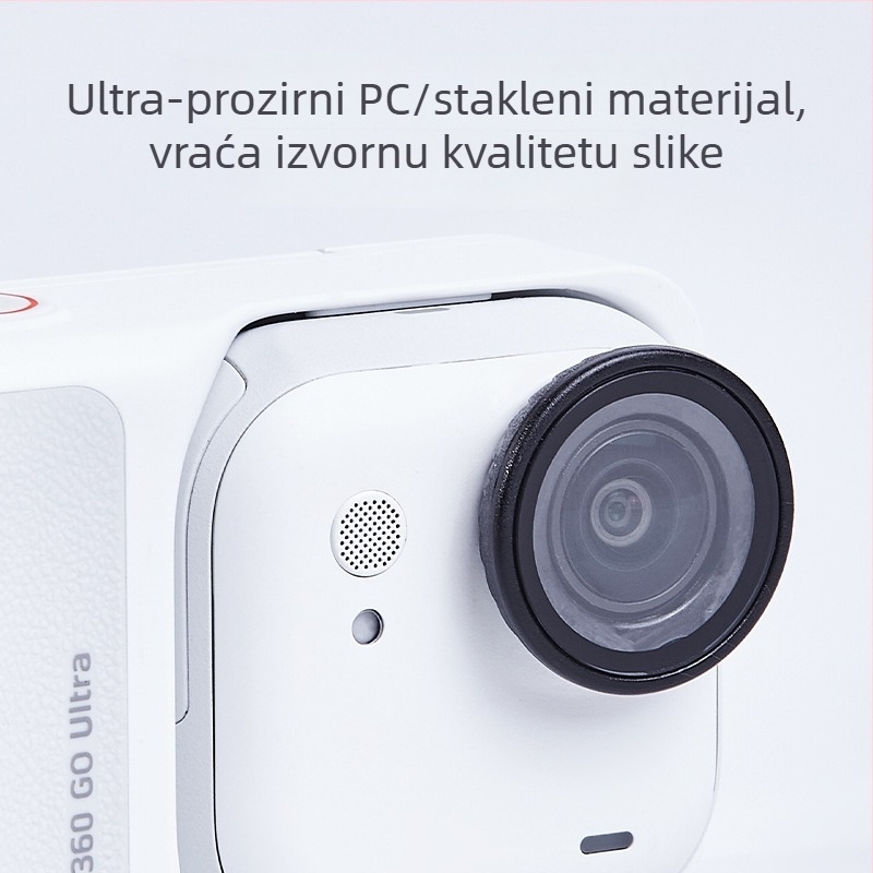 Zaštitnik objektiva za Insta360 GO Ultra; Materijal: staklo i plastika; Kompatibilan s Insta360 GO Ultra; Prilagodljiv logotip; Uključuje okrugli vijak i bazu