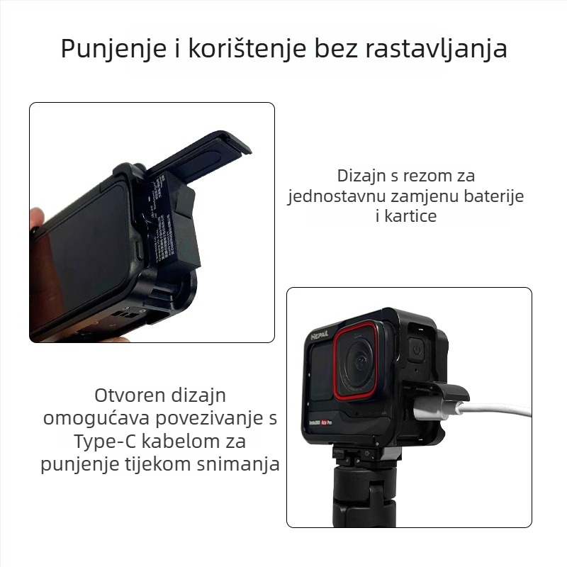 HepAil AC-25 Aluminijski zaštitni okvir za Insta360 Ace/Ace Pro — podržava horizontalno i vertikalno snimanje