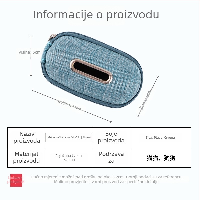 Dangkang Dispenzer i skladište vrećica za otpad kućnih ljubimaca, prenosni i sklopivi, ENA materijal, za mačke i pse