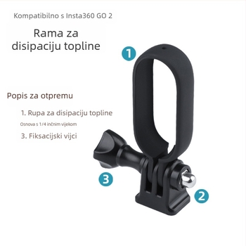 Zaštitni okvir za Insta360 Go2, PC+ABS materijal, kompatibilan s Go2, uključeni dodaci: ključ za bazu vijaka