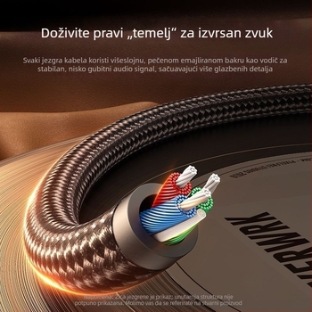 Kutni AUX kabel 3,5 mm za auto – zlatno premazan, CCA jezgro, vlaknasta žica, BV certifikat
