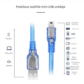 USB kabel za podatke A/5p T-port s Mini USB sučeljem za vozilo; bakrena žica, injekcijsko lijevanje, duljine 1,5/3/5/10 m