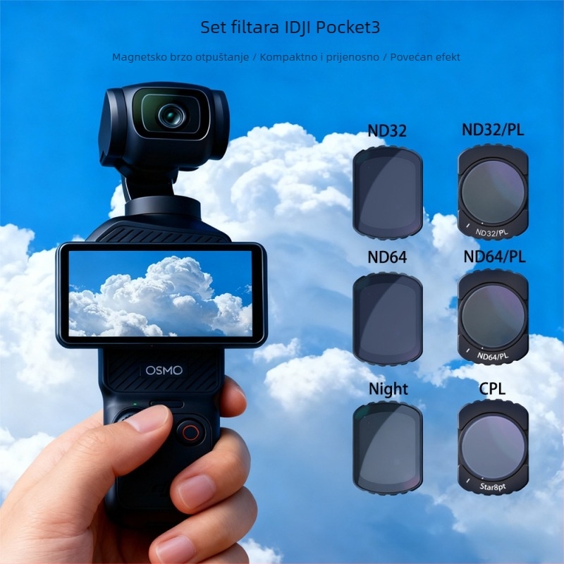 Pocket3 magnetski set filtera s aluminijskim okvirom i optičkim lećama — uključuje filtre ND/UV/CPL Povećanje/Filtr ljepote, u kutiji za pohranu