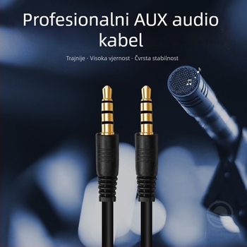 3,5 mm audio kabel, muški‑na‑muški, četiri vodiča, AV linija, zlatno pozlaćeni konektori, optičko vlakno, MP3 kompatibilan