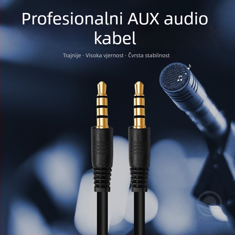 3,5 mm audio kabel, muški‑na‑muški, četiri vodiča, AV linija, zlatno pozlaćeni konektori, optičko vlakno, MP3 kompatibilan